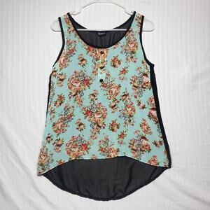 Utopia Tank Top black / green flower print